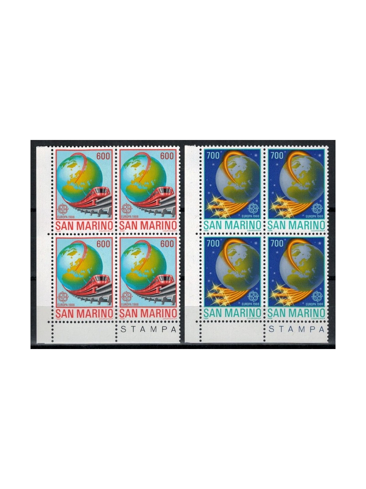 SAN MARINO 1988 Europe 2v in blocks of four MNH**