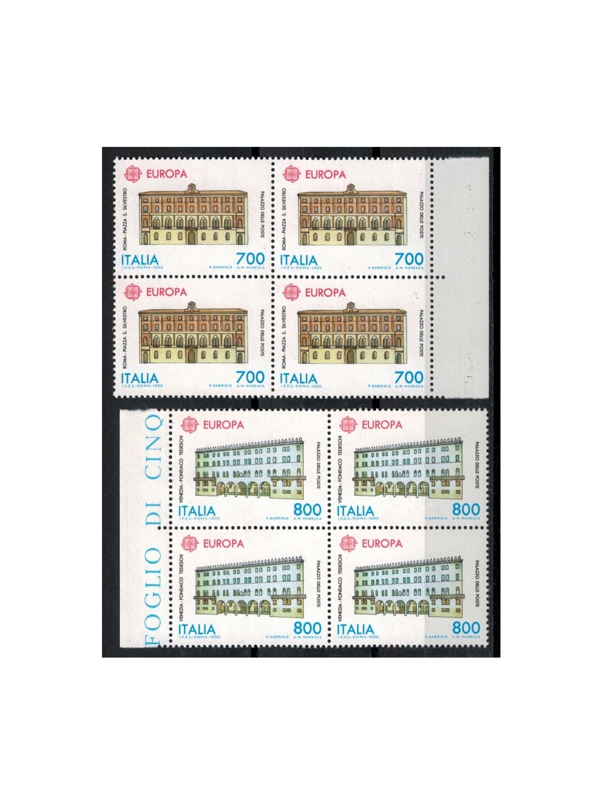 ITALY 1990 Europe 2v in block of four MNH**