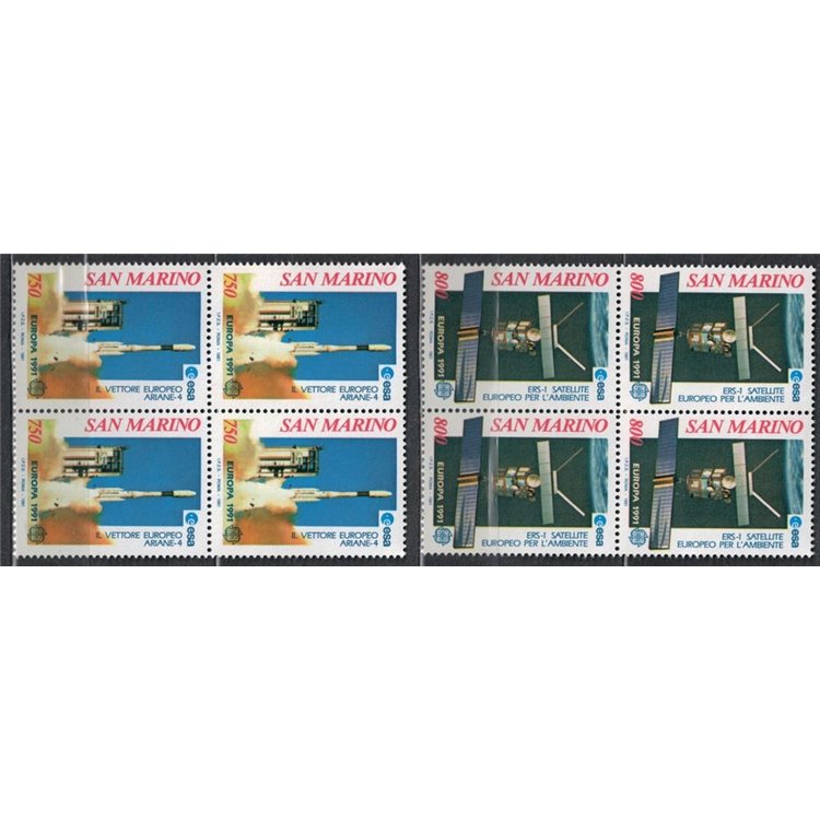 SAN MARINO 1991 Europe 2v in blocks of four MNH**