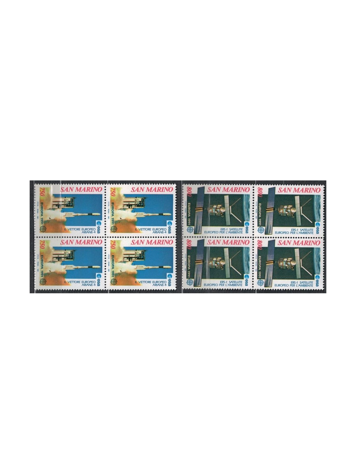 SAN MARINO 1991 Europe 2v in blocks of four MNH**