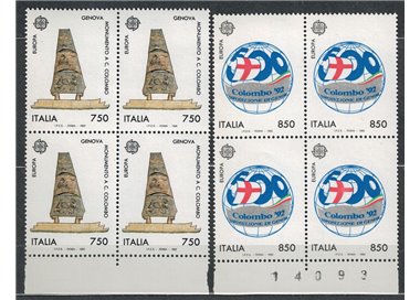 ITALIA 1992 Europa 2v in quartine MNH**