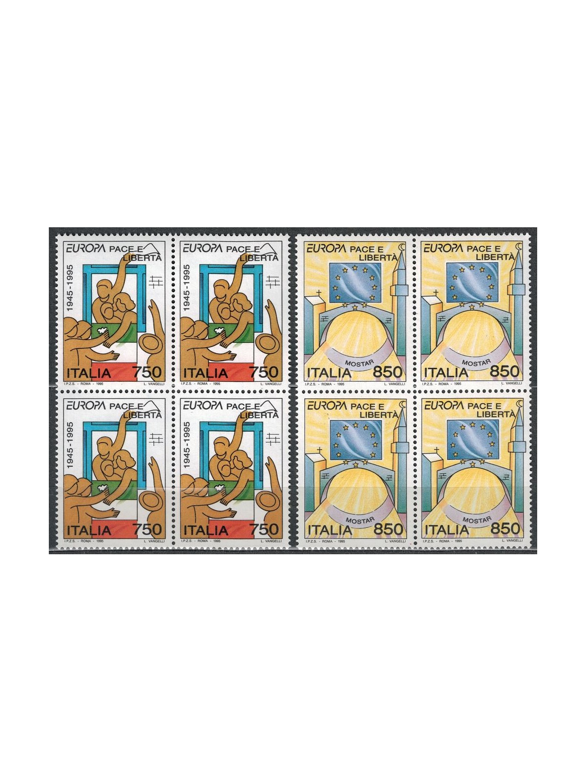 ITALIA 1995 Europa 2v in quartine MNH**