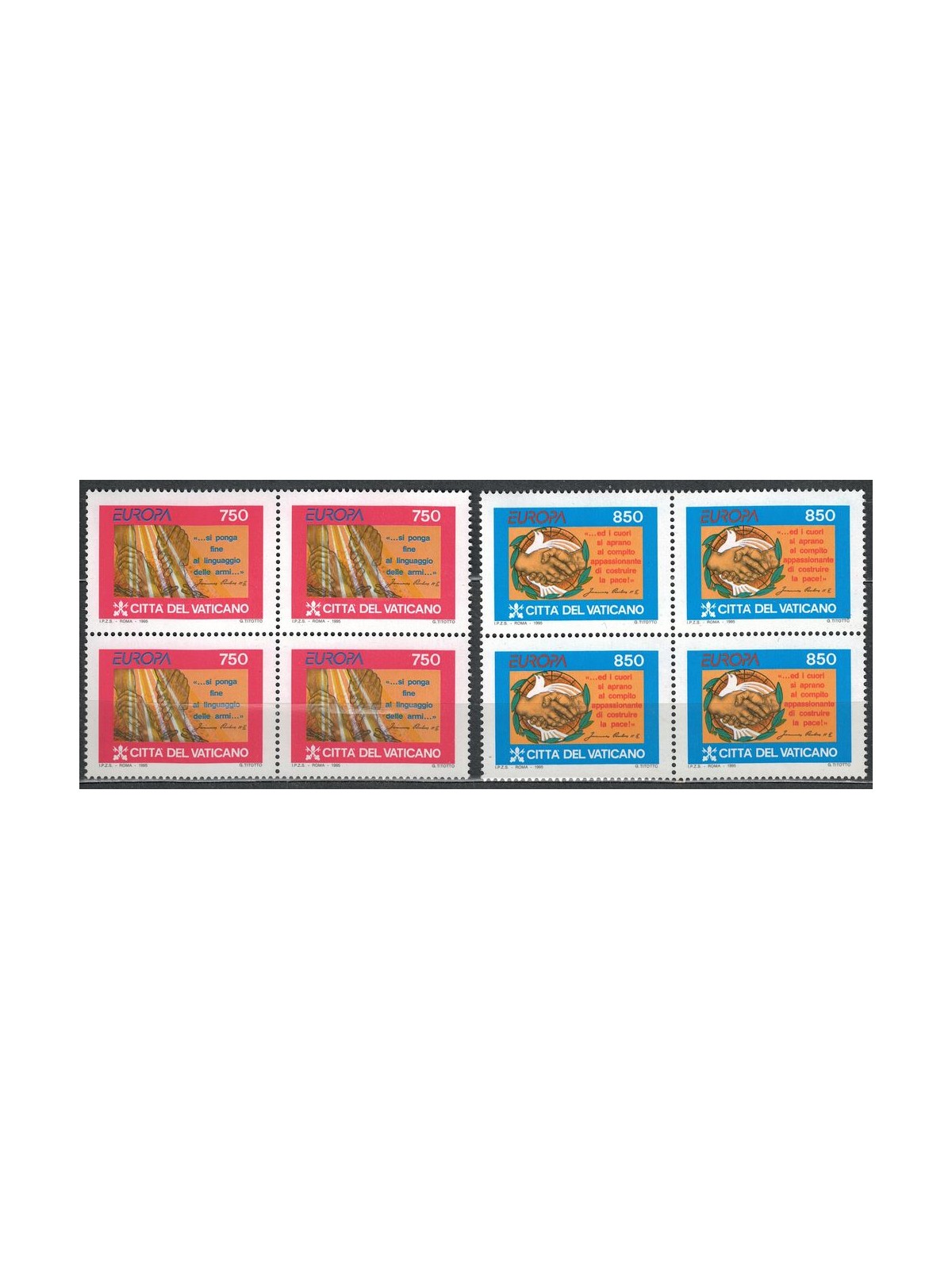 VATICANO 1995 Europa in quartina 2v MNH**