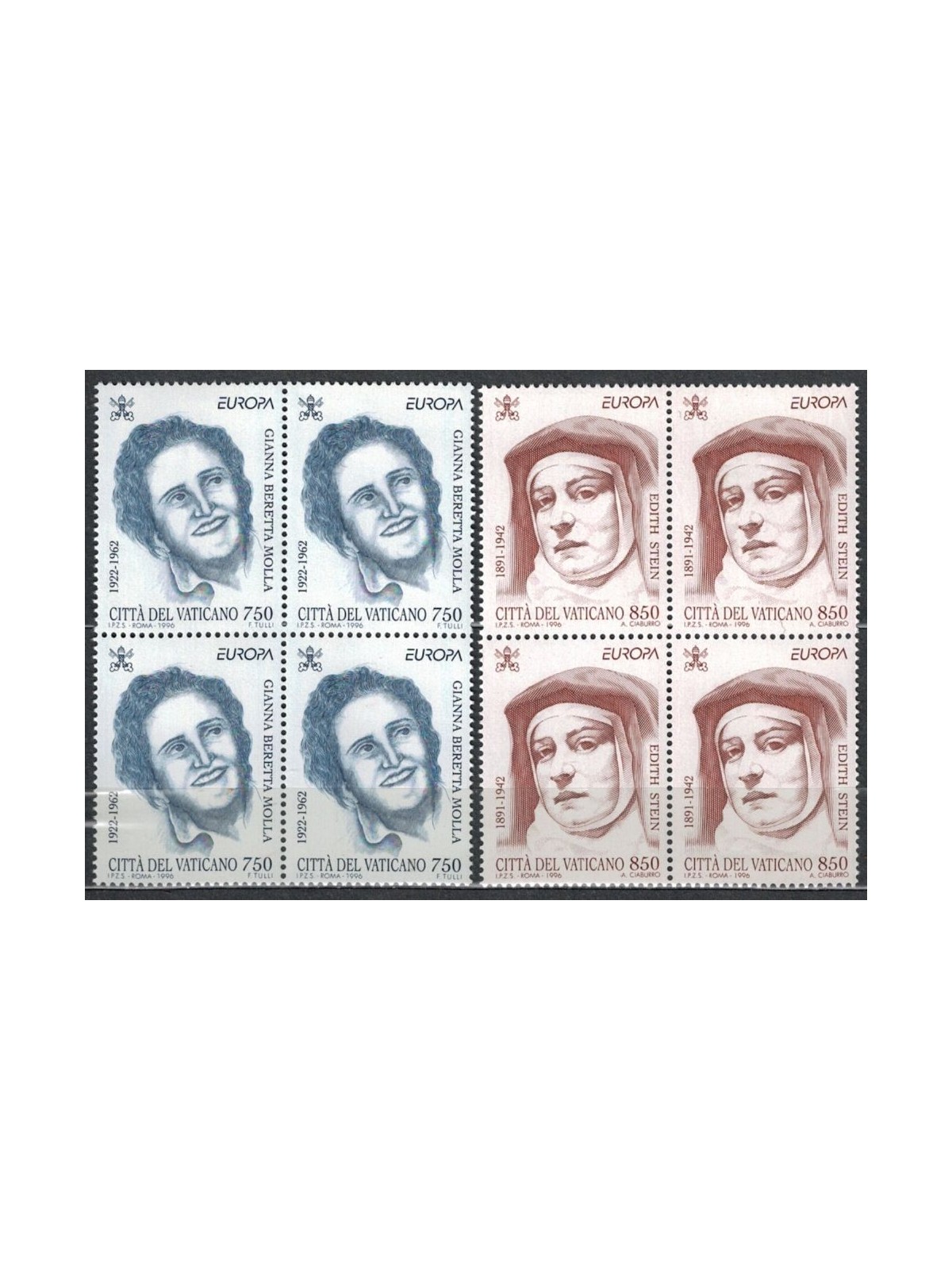 VATICAN 1996 Europe 2v in blocks of four MNH**