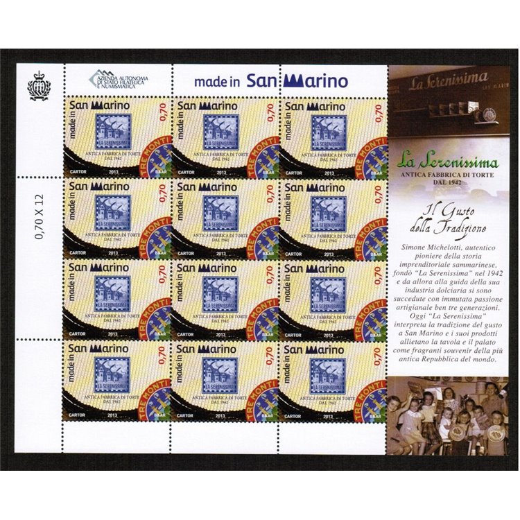 SAN MARINO 2013 Made in San Marino (the Serenissima) m/s MNH**