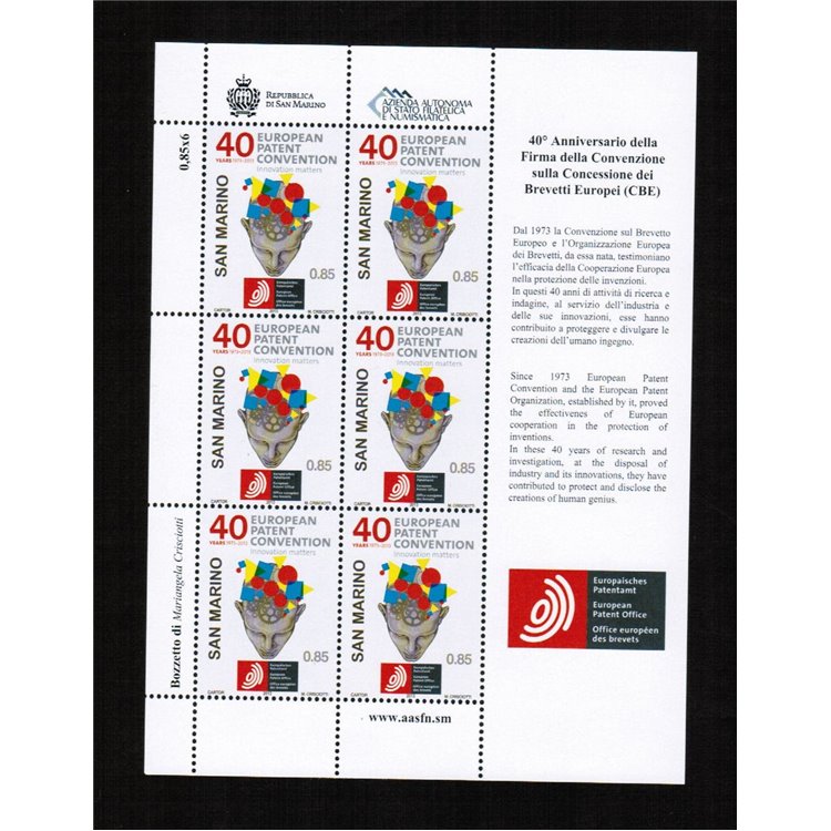 SAN MARINO 2013 Brevetti Europei MF MNH**