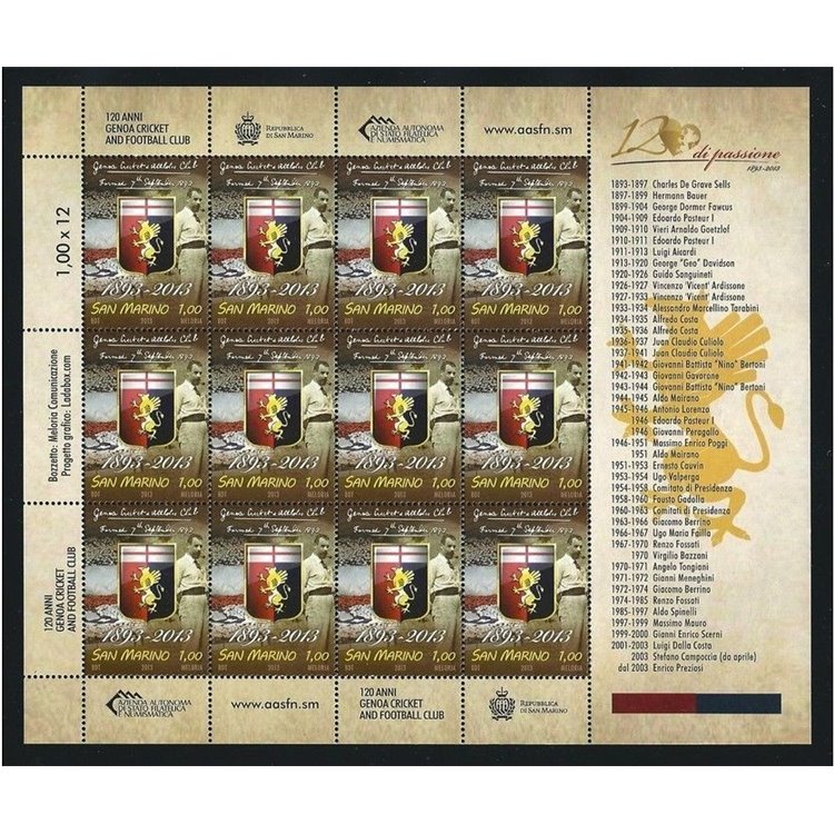 SAN MARINO 2013 Genoa Calcio m/s MNH**