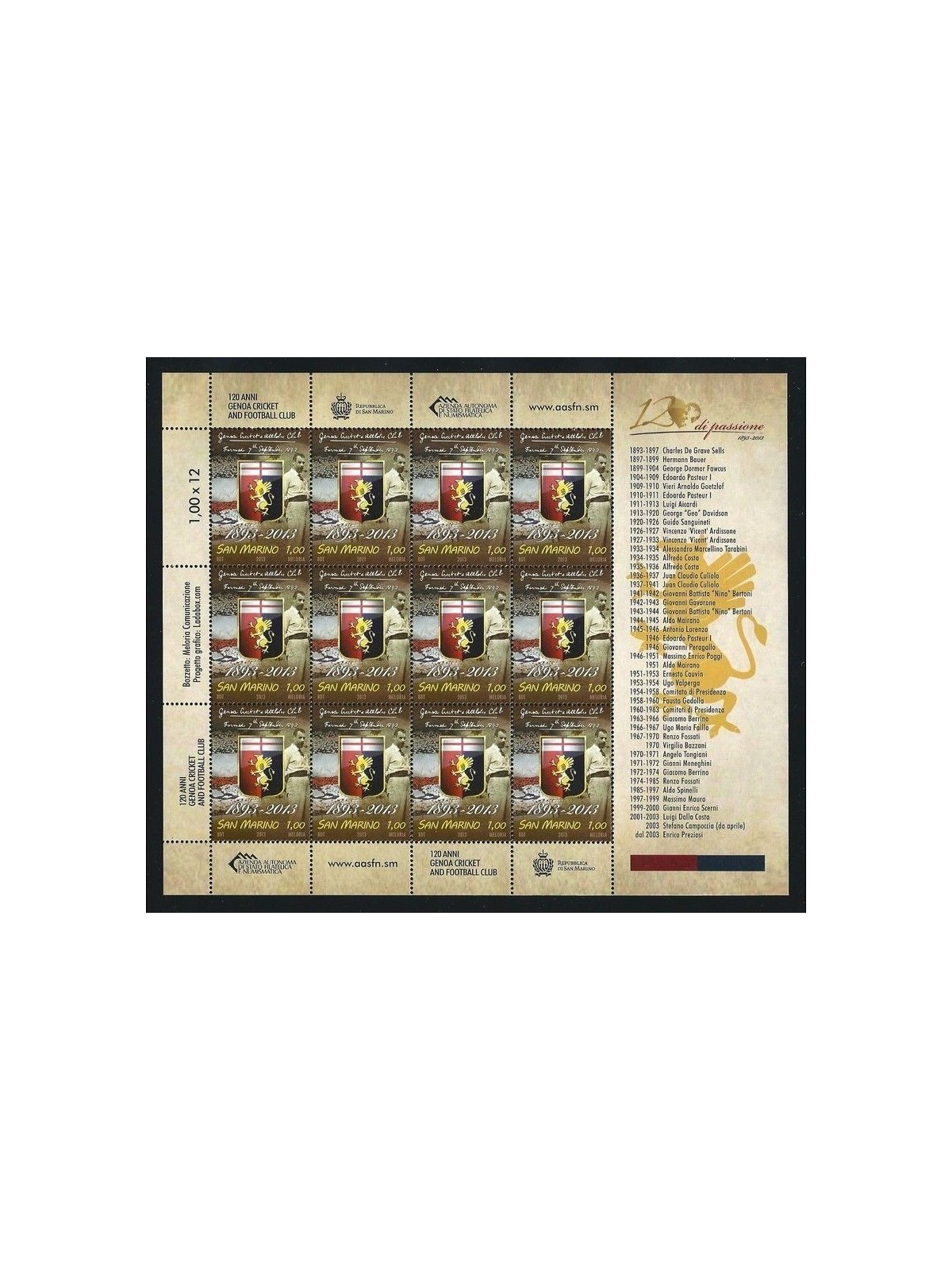 SAN MARINO 2013 Genoa Calcio MF MNH**