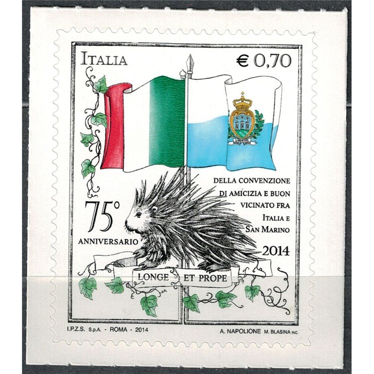 ITALIA 2014 Convenzione con San Marino MNH**