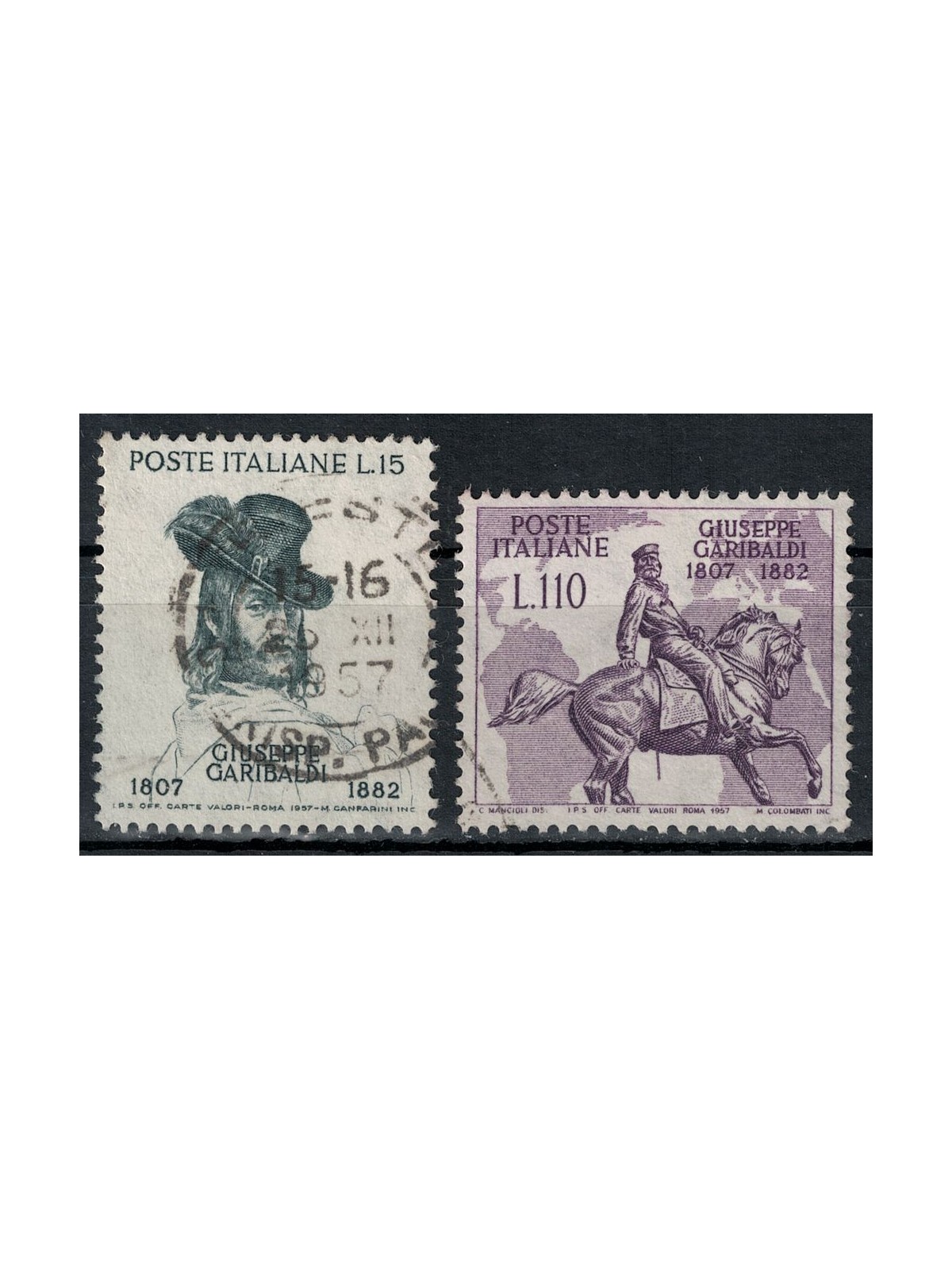 ITALY 1957 Giuseppe Garibaldi 2v us