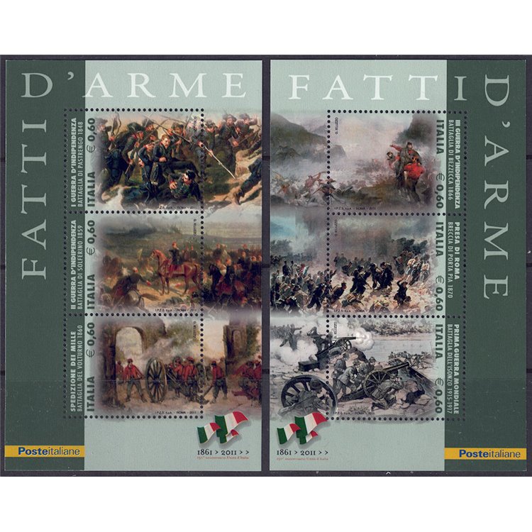 ITALIA 2011 Fatti d'arme 2 BF MNH**