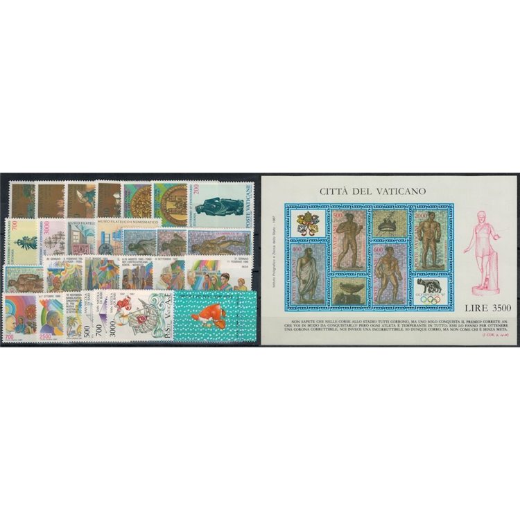 VATICAN 1987 Complete Year 26v + 1 s/s MNH**