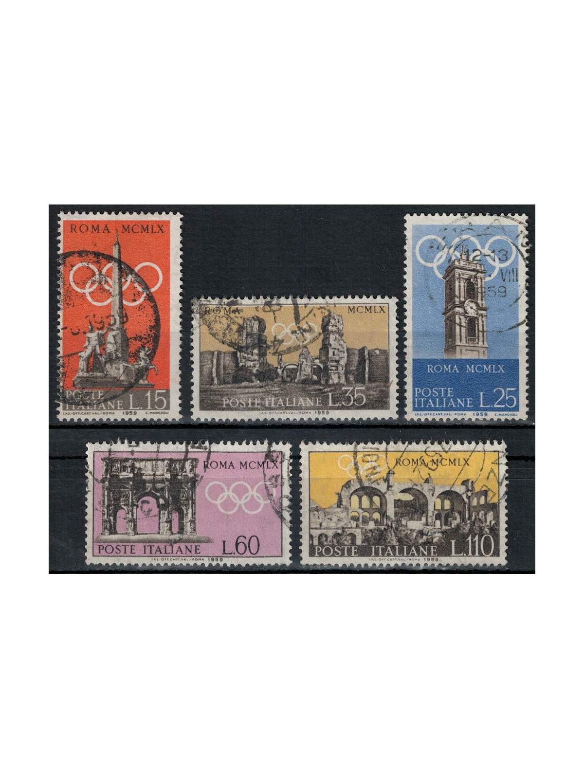 ITALY 1959 Pre-Olympic, Rome Olympics 5v us