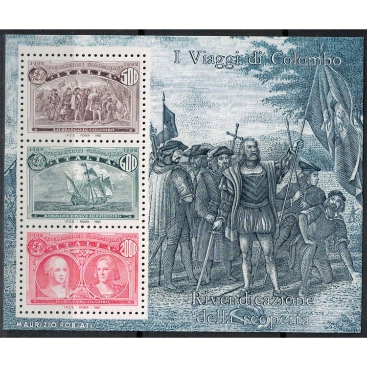 ITALIA 1992 I viaggi di Colombo varietà BF MNH**