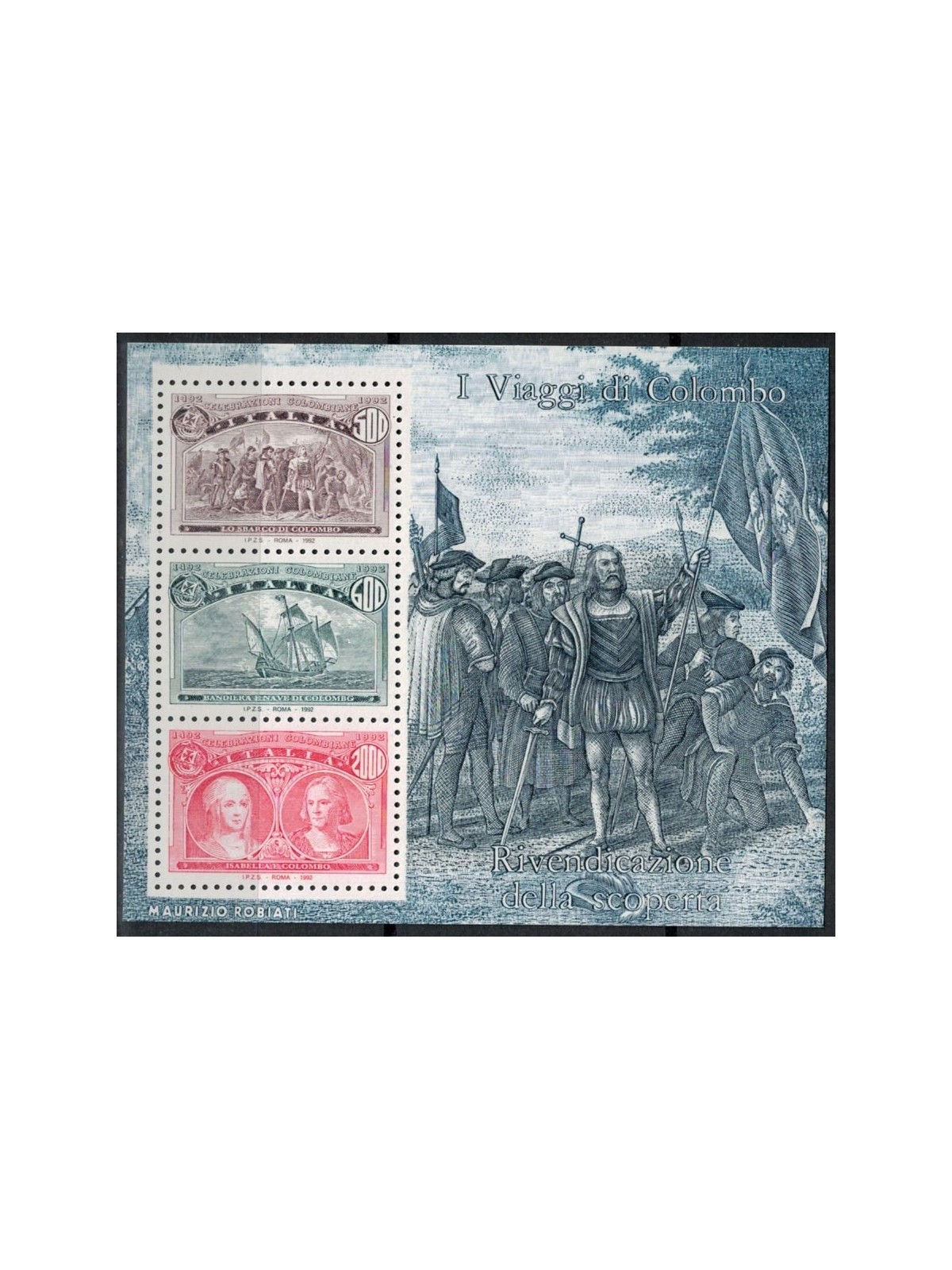 ITALY 1992 The Voyages of Columbus variety s/s MNH**