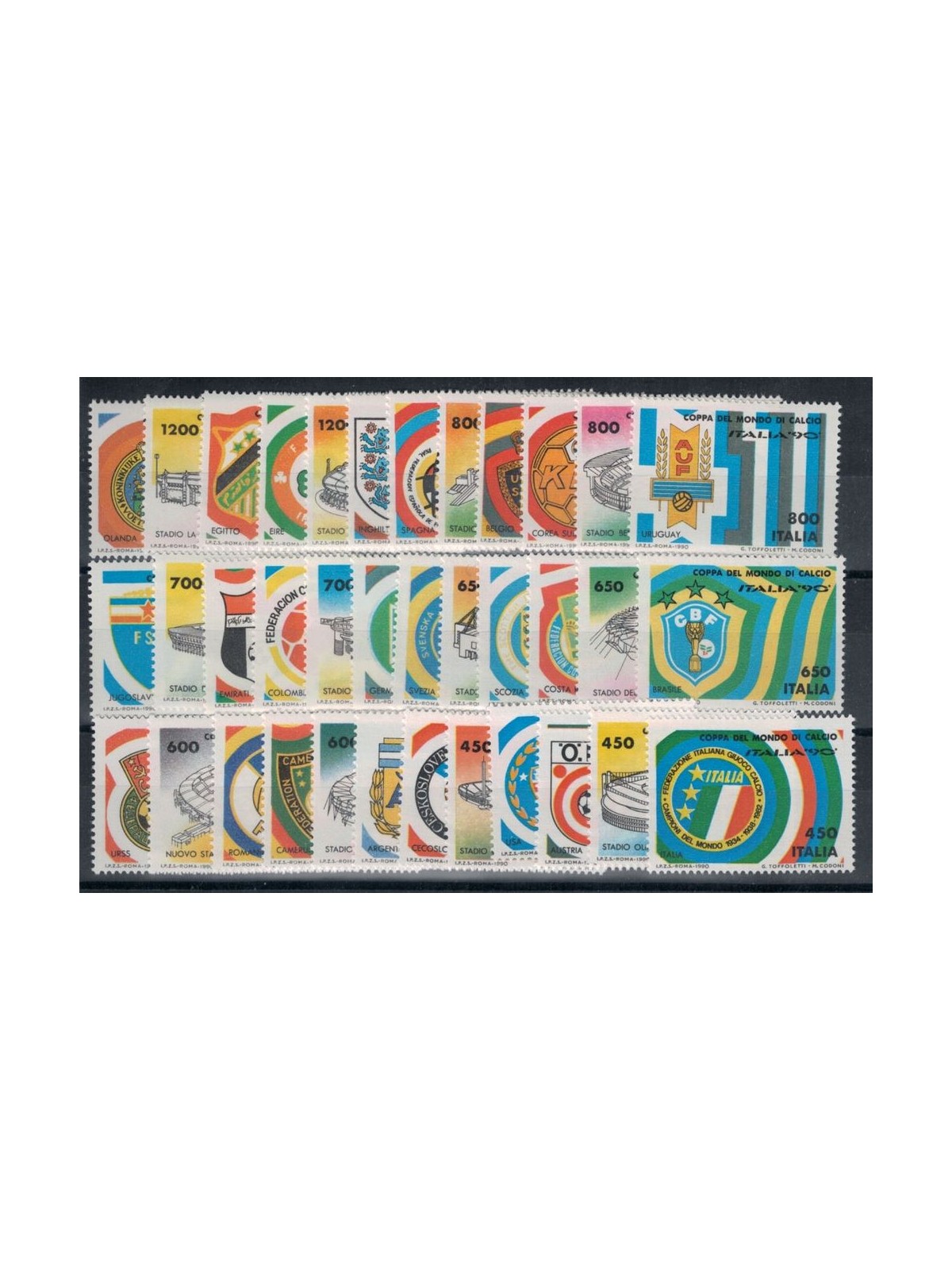 ITALIA 1990 Coppa del mondo di calcio 36v MNH**