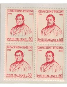 ITALY 1968 Gioacchino Rossini in block of four MNH**