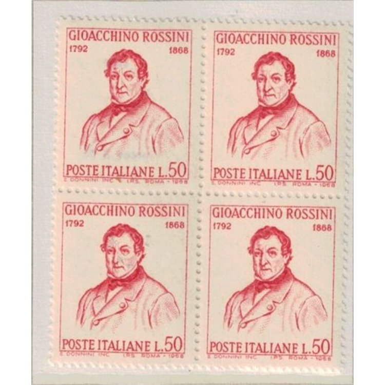 ITALY 1968 Gioacchino Rossini in block of four MNH**