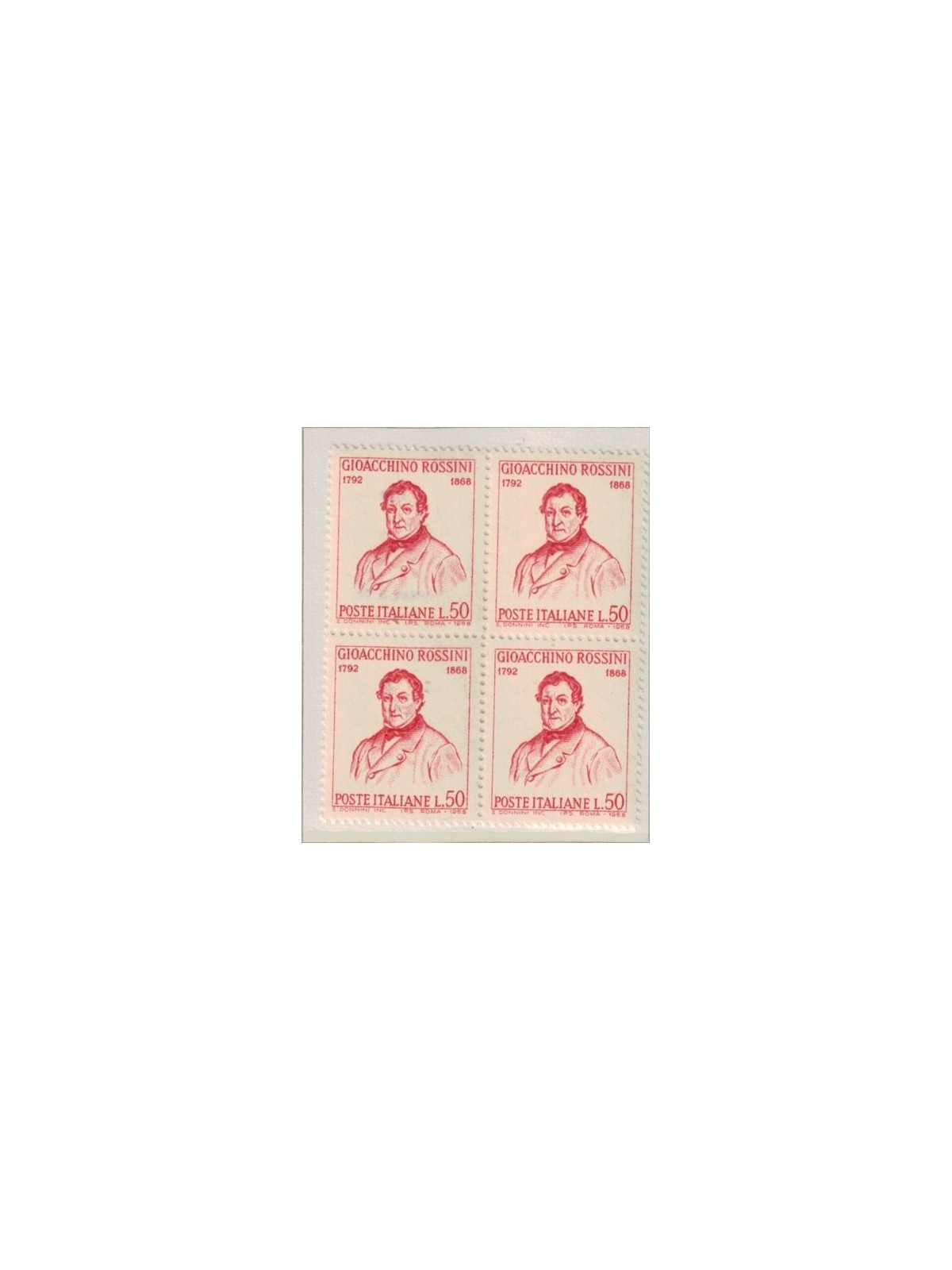ITALIA 1968 Gioacchino Rossini in quartina MNH**