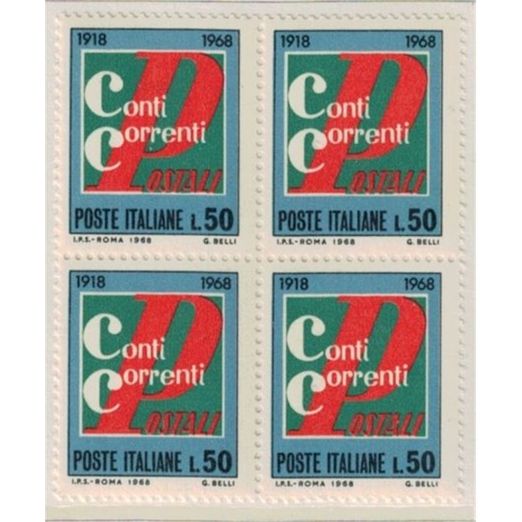 ITALIA 1968 Conti correnti postali in quartina MNH**