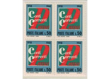 ITALY 1968 Postal current accounts in blocks of four MNH**