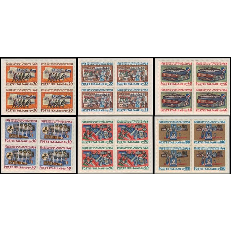 ITALIA 1968 Anniversario della vittoria in quartina 6v MNH**