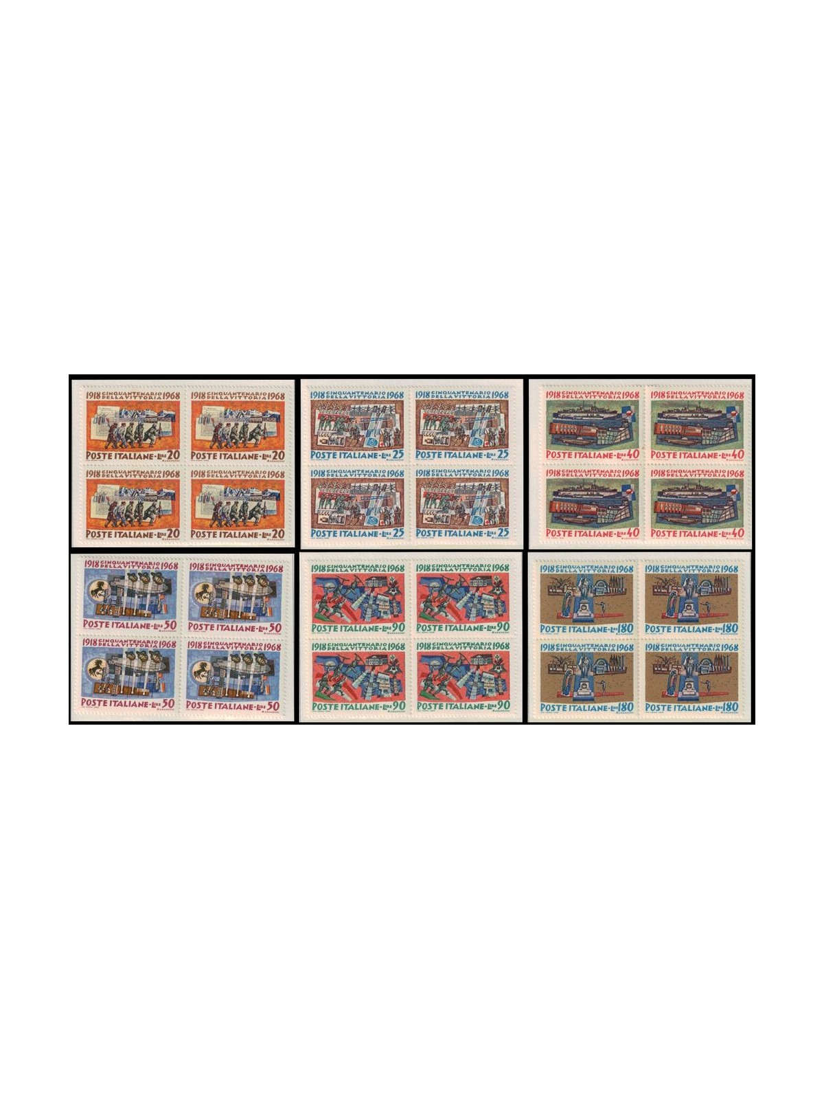 ITALY 1968 Anniversary of Victory in block of four 6v MNH**