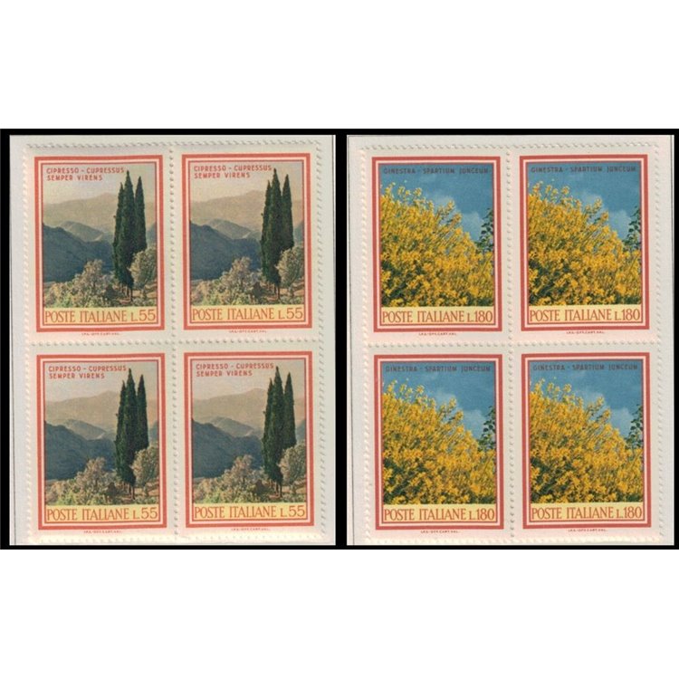ITALY 1968 Flora in block of four 2v MNH**