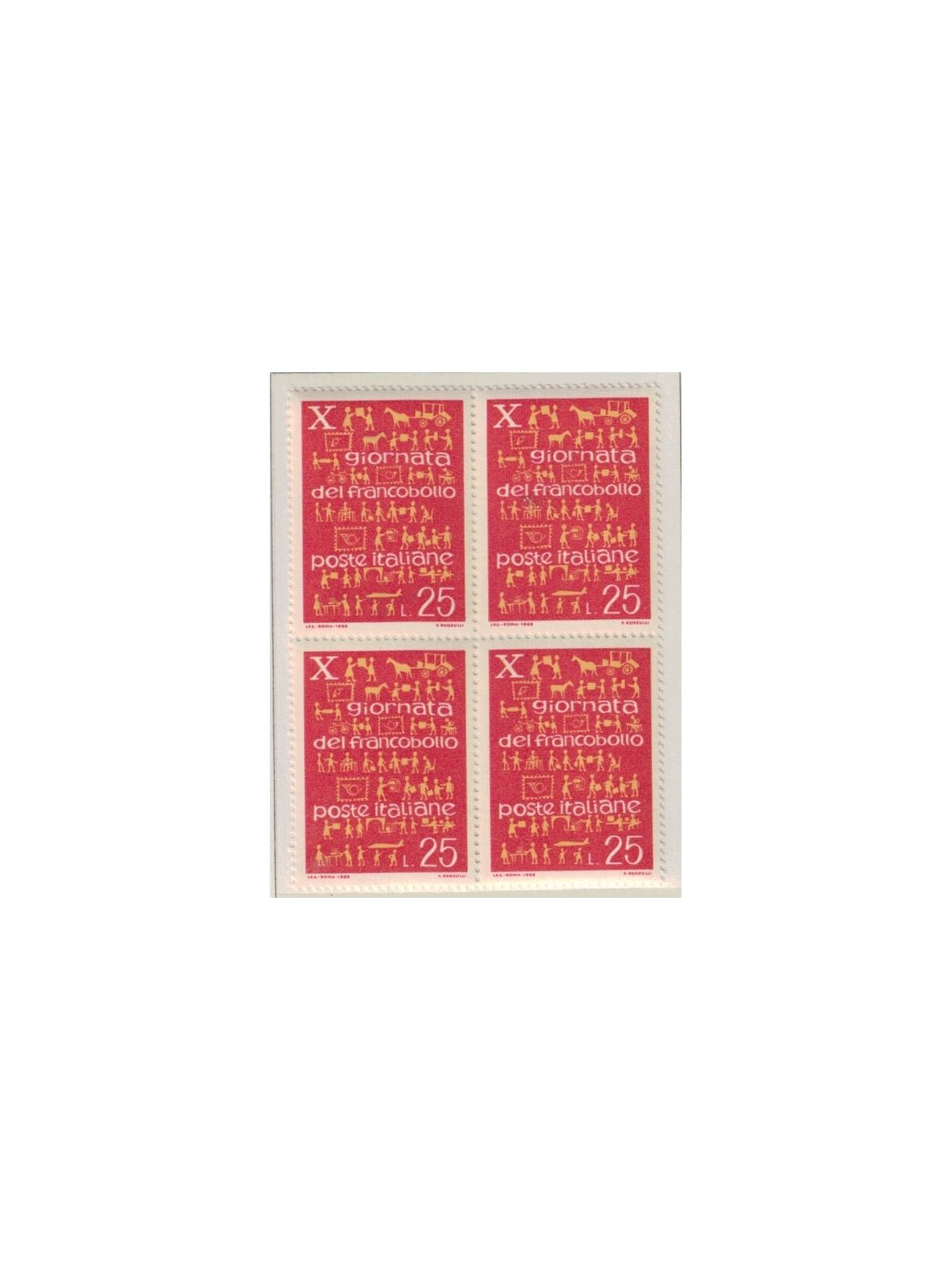 ITALY 1968 Stamp Day in block of four MNH**