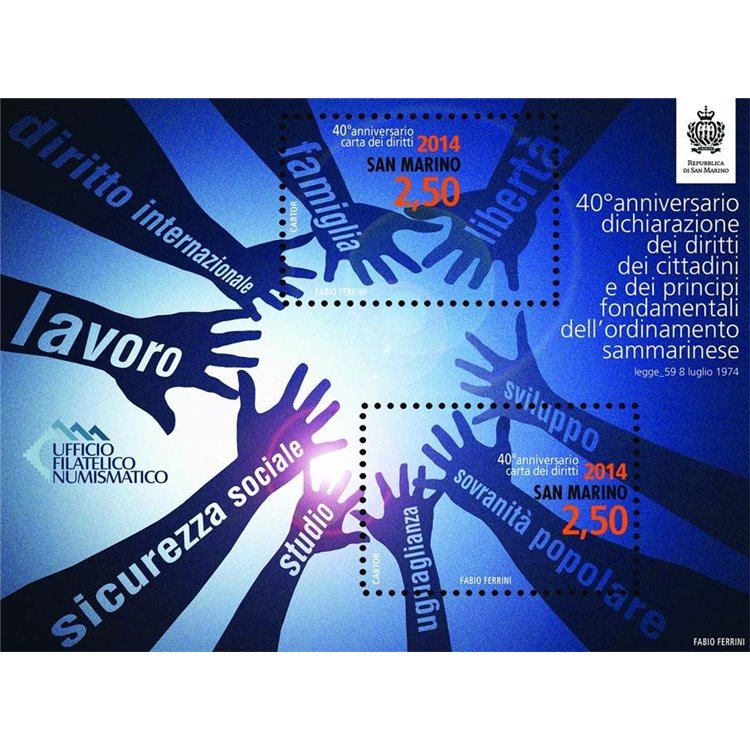 SAN MARINO 2014 Dichiarazione dei diritti BF MNH**