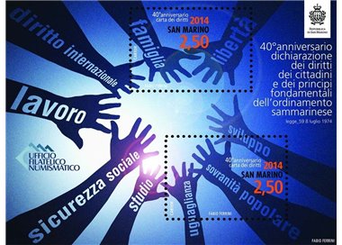 SAN MARINO 2014 Dichiarazione dei diritti BF MNH**
