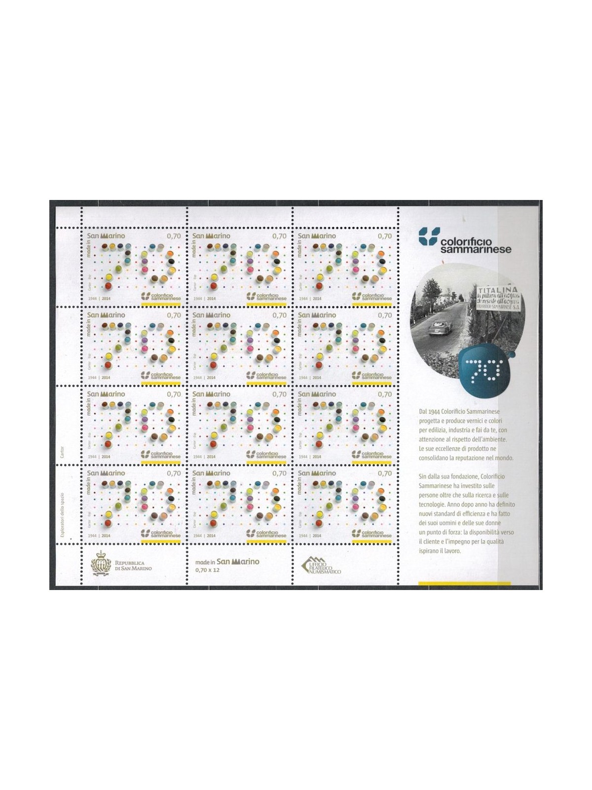 SAN MARINO 2014 Sammarinese Color Factory m/s MNH**