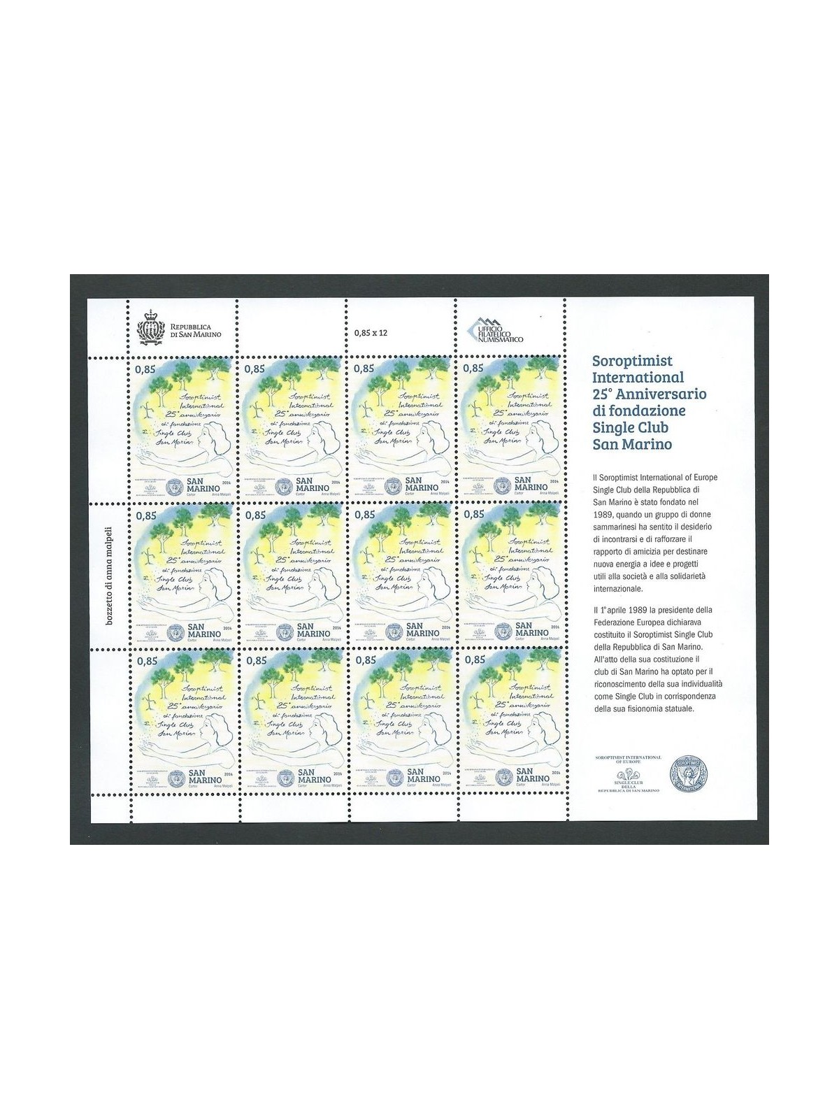 SAN MARINO 2014 Soroptimist international single club m/s MNH**