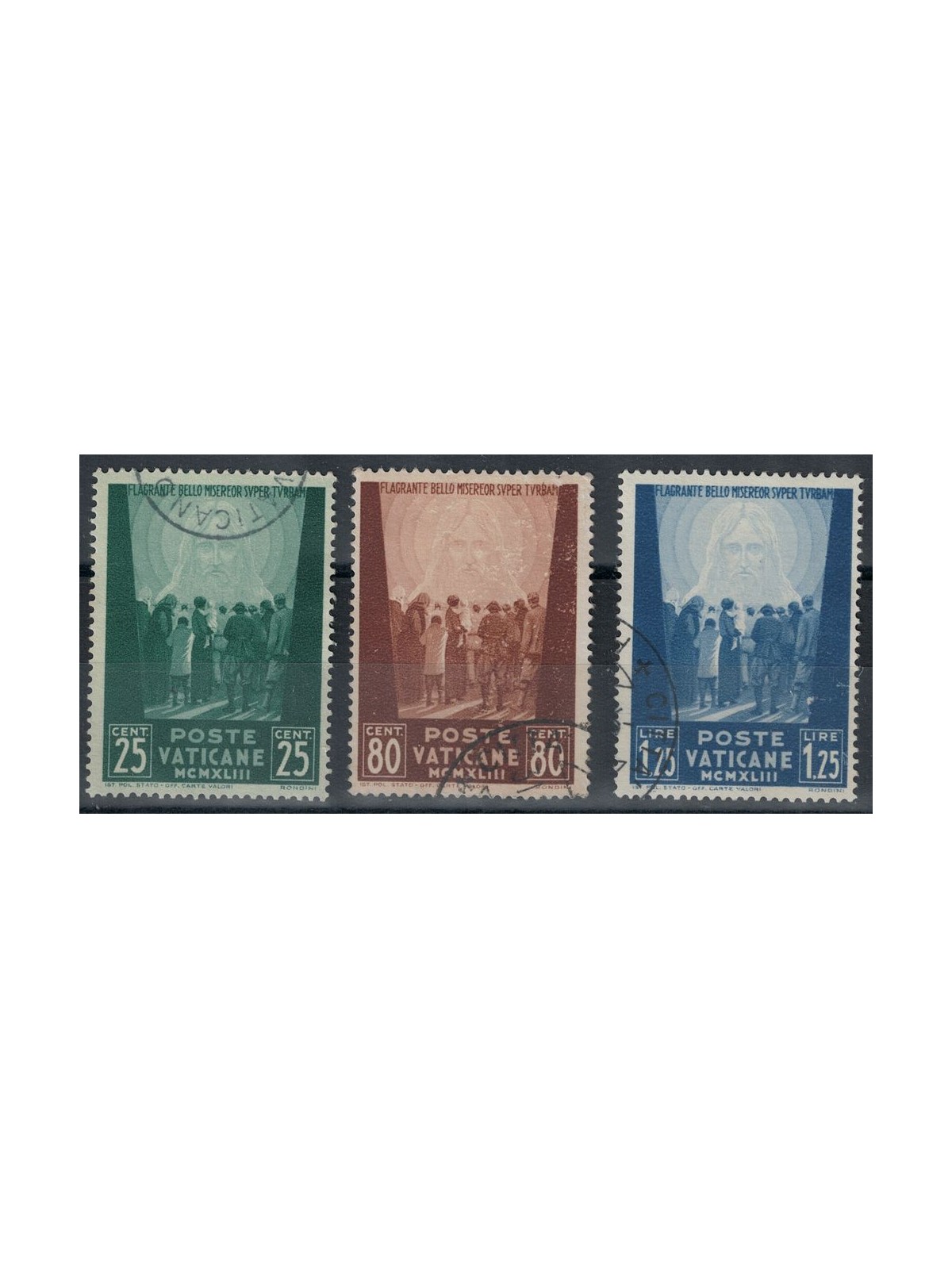 VATICANO 1944 Pro prigionieri, 2ª emissione 3v us