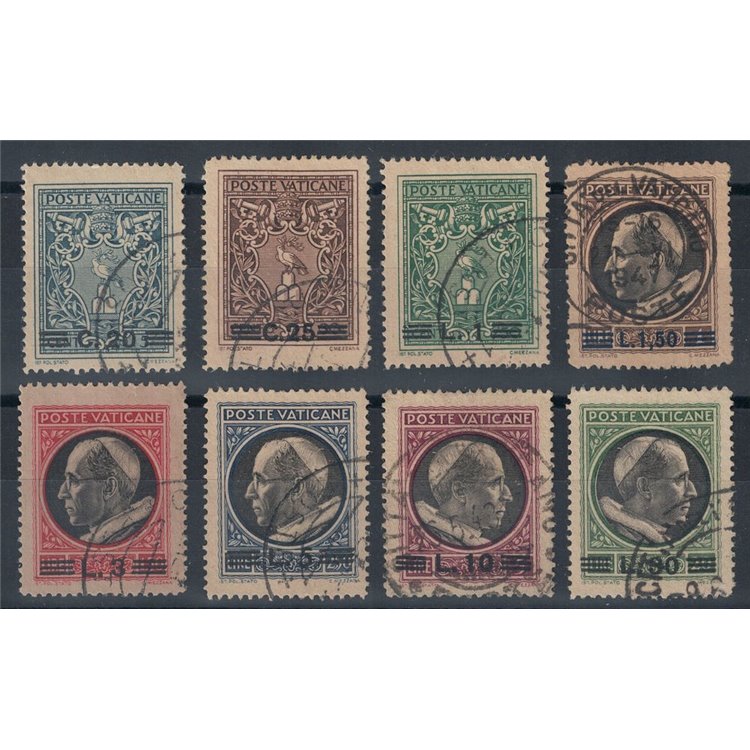 VATICAN 1945 Overprinted medallions 8v us