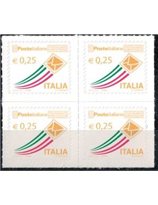 ITALY 2013 Ordinary set €0.25 in blocks of four MNH**