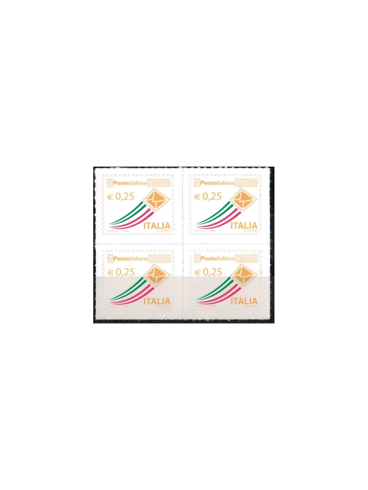 ITALY 2013 Ordinary set €0.25 in blocks of four MNH**