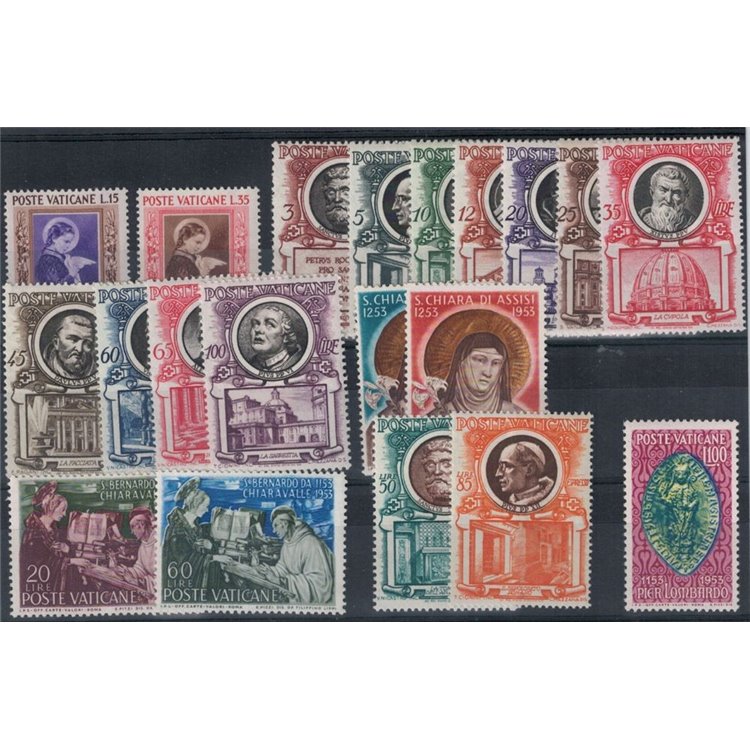 VATICANO 1953 Annata Completa 20v MNH**