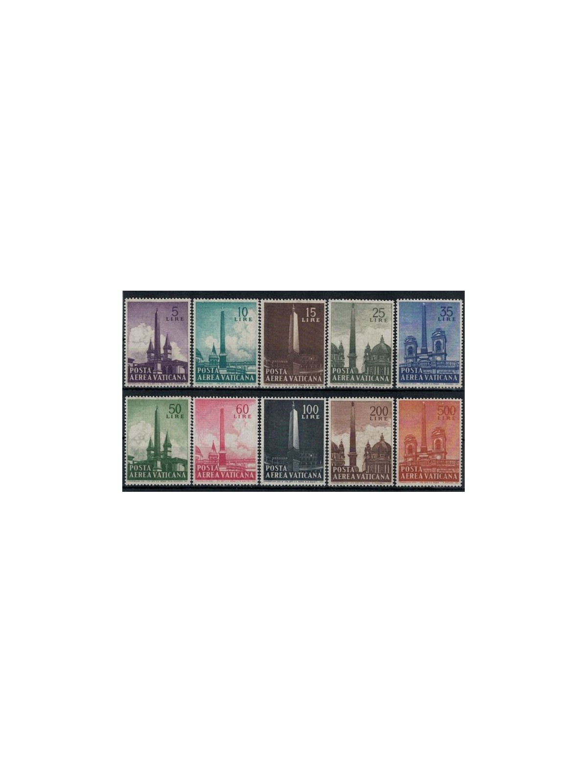 VATICANO 1959 Obelischi (posta aerea) 10v MNH**