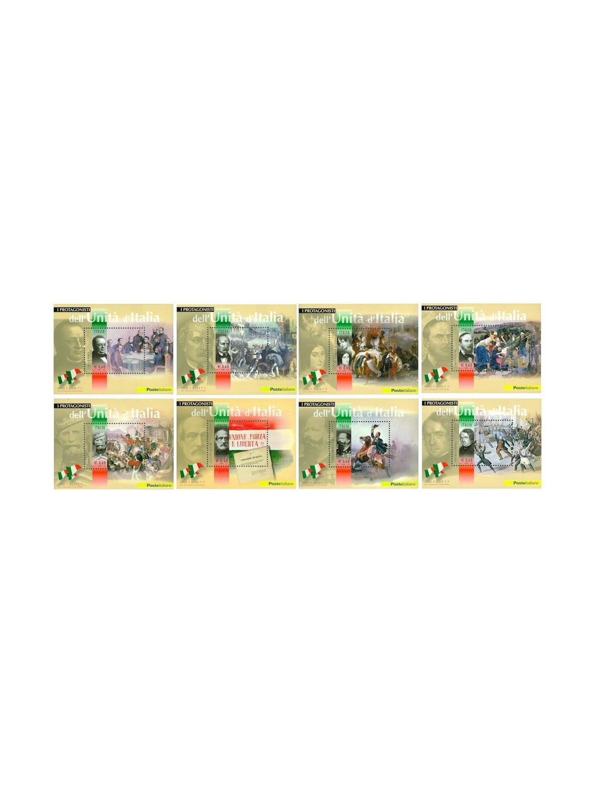 ITALIA 2011 Protagonisti dell'unità d'Italia 8 BF MNH**