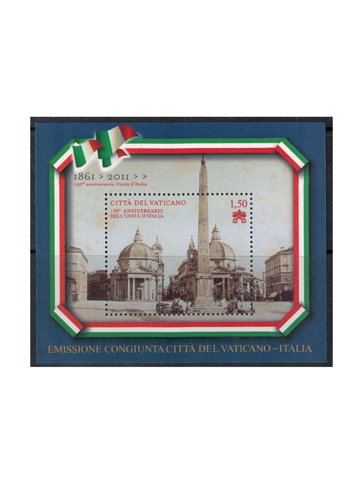 VATICANO 2011 Unità d'Italia BF MNH**