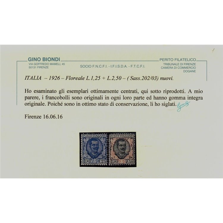 ITALIA REGNO 1926 Floreale 4v MNH** © (Lusso)