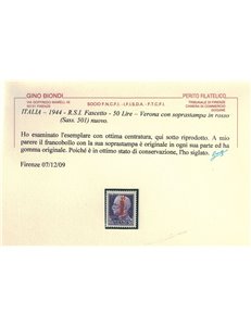 ITALIA RSI 1944 Fascetto ₤50 (Verona) MH* ©