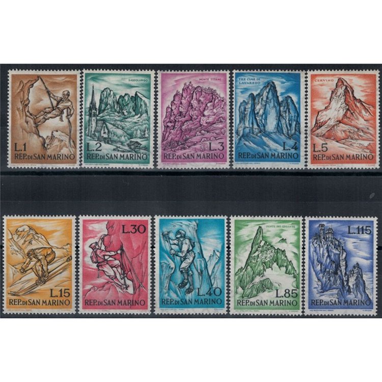 SAN MARINO 1962 Sport alpinistici 10v MNH**