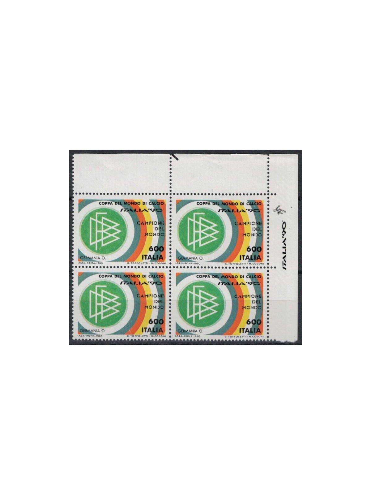 ITALY 1990 Germany champion in block of four asd MNH**