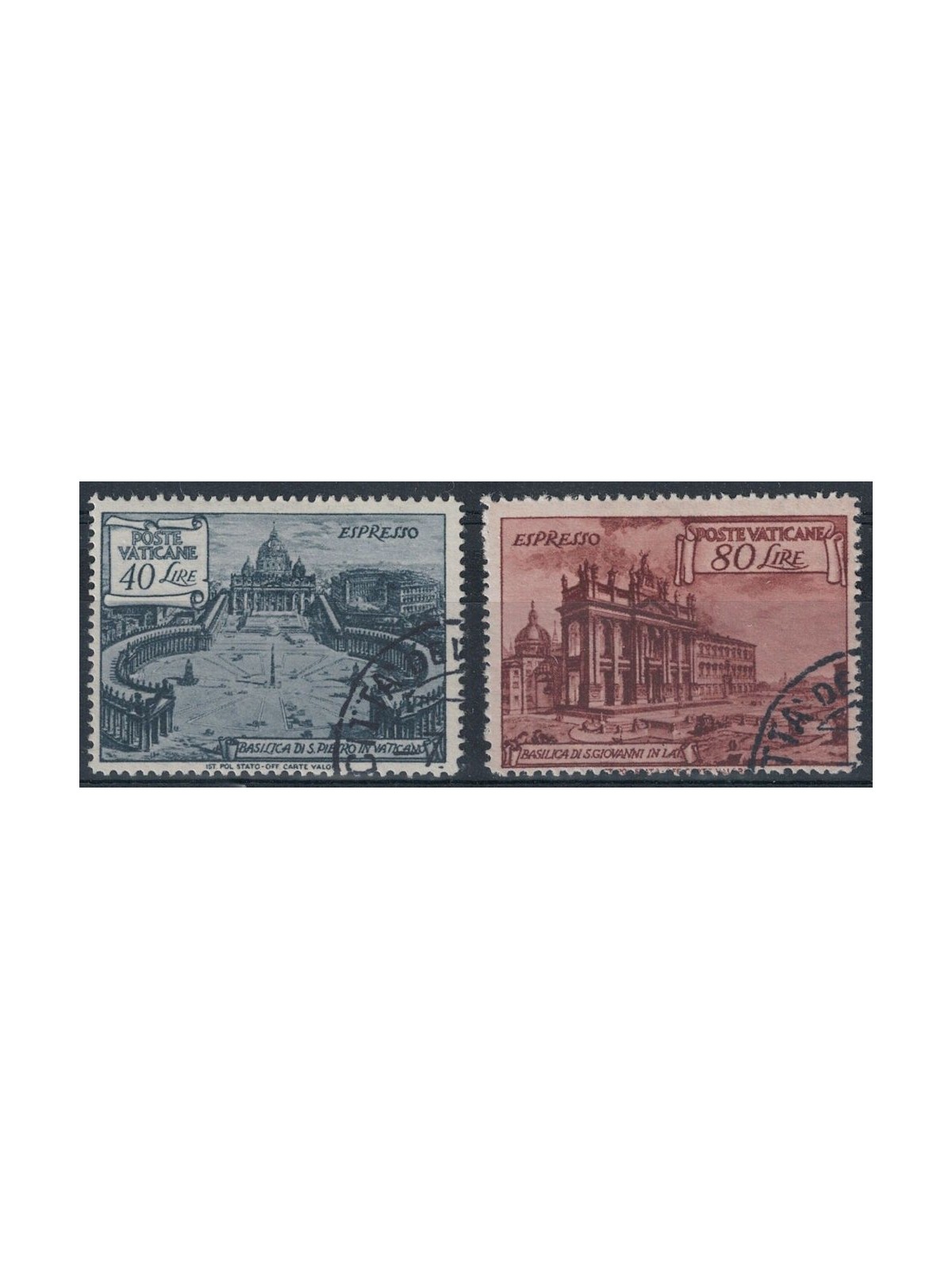 VATICANO 1949 Basiliche romane, espressi 2v us