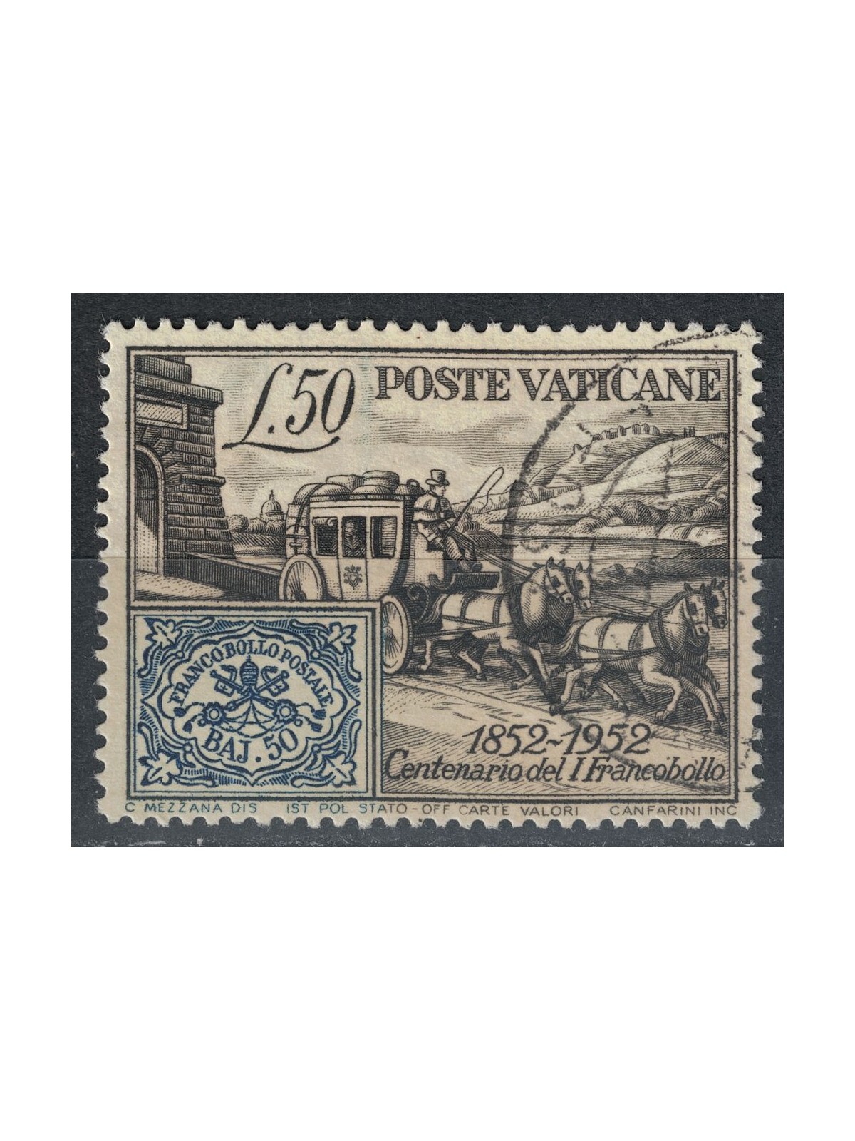 VATICAN 1952 Centenary of the US postage stamp