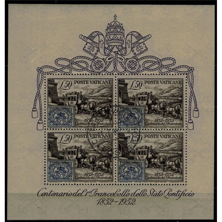 VATICAN 1952 Centenary of the s/s us stamp