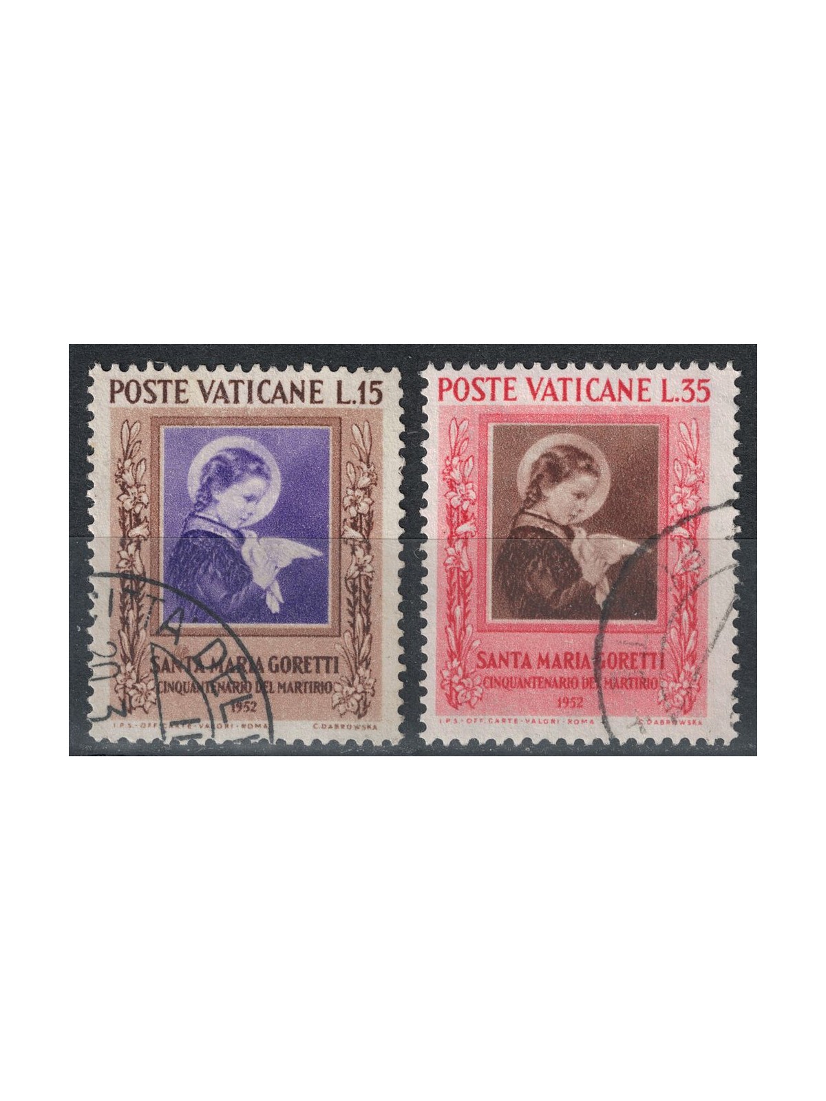 VATICANO 1953 Santa Maria Goretti 2v us