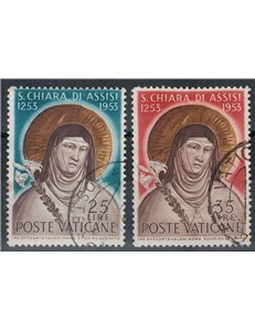 VATICANO 1953 Santa Chiara d'Assisi 2v us